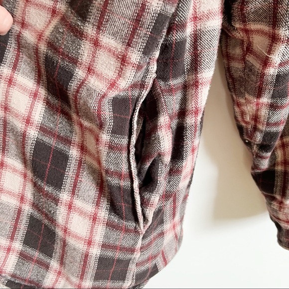 Levi’s shacket red black plaid flannel oversized buttons lined - Picture 4 of 9